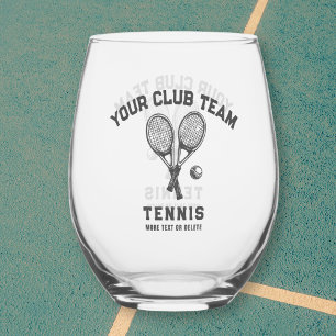 Tennis Player Club Team Name Personalised Stemless Wine Glass