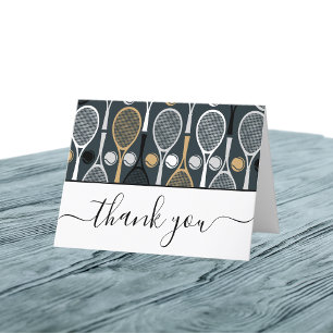 Tennis Player Coach Gratitude Elegant Calligraphy Thank You Card