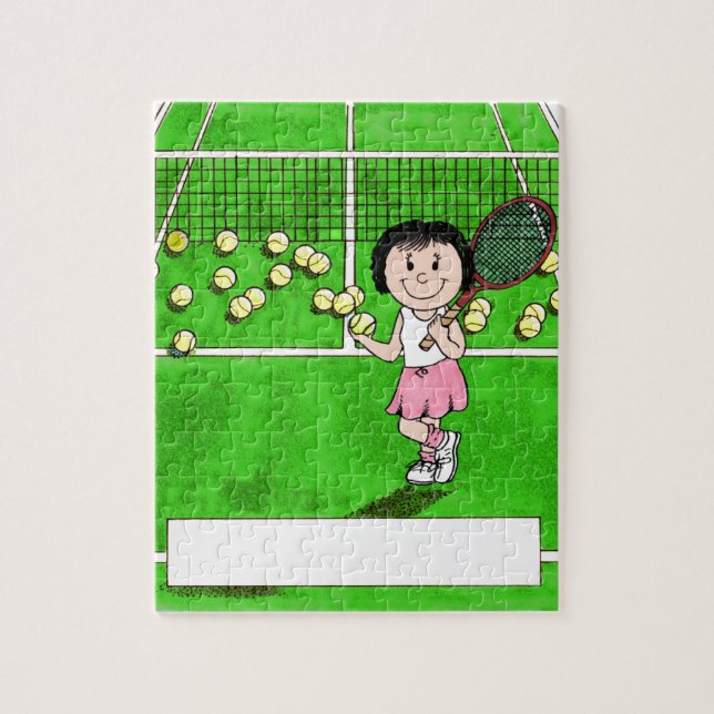 Tennis Player, Female - Personalised Cartoon Gift Jigsaw Puzzle (Vertical)