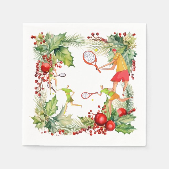 Tennis Player for Christmas Party  Napkin (Front)