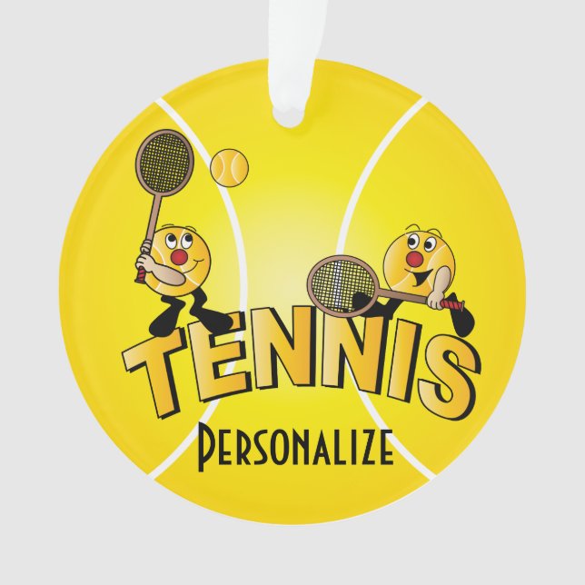 Tennis Player Fun Cartoon Ornament (Front)