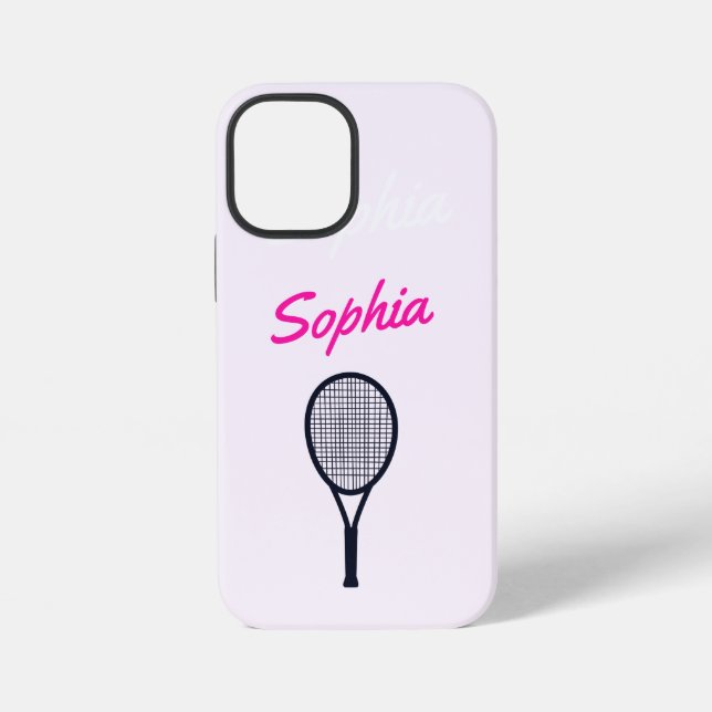 Tennis Player Gift Girls Custom Name Pink Black iPhone Case (Back)