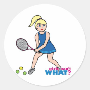Tennis Player Girl - Light/Blonde Classic Round Sticker