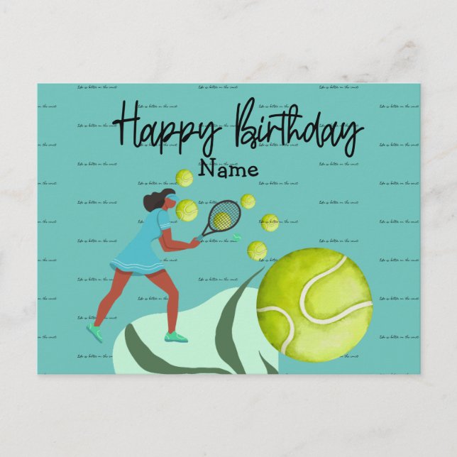 Tennis Player is playing Happy Birthday  Postcard (Front)