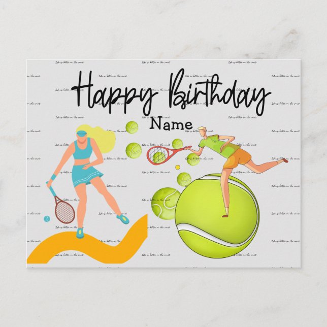 Tennis Player is playing Happy Birthday   Postcard (Front)