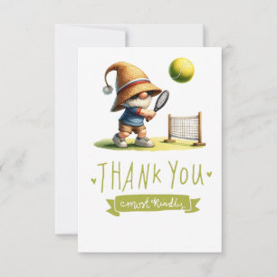 Tennis player is playing tennis thank you card