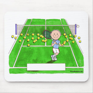 Tennis Player, Male - Personalised Cartoon Mouse Pad