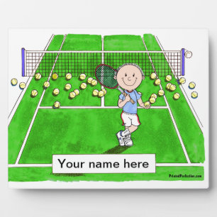 Tennis Player, Male - Personalised Cartoon Plaque