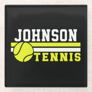 Tennis Player NAME Ball Game Court Personalised Glass Coaster