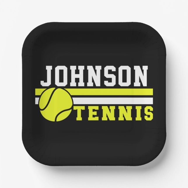 Tennis Player NAME Ball Game Court Personalised Paper Plate (Front)
