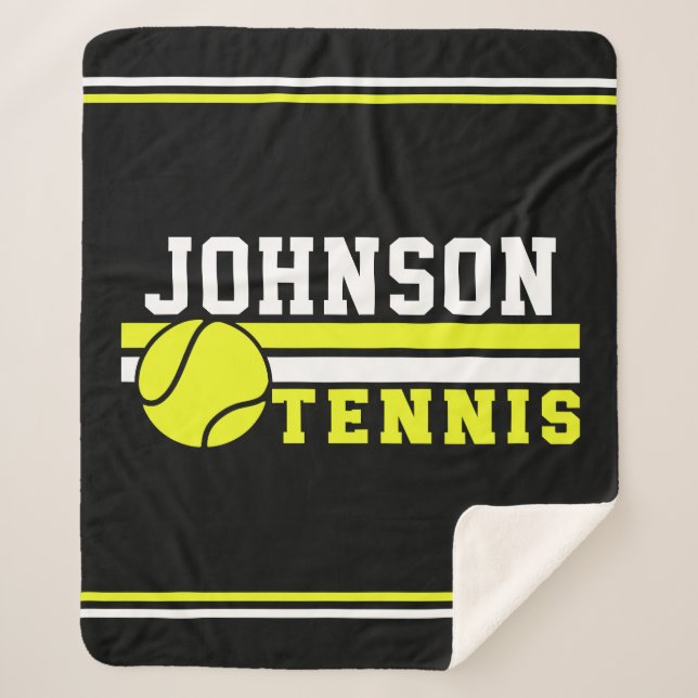 Tennis Player NAME Ball Game Court Personalised Sherpa Blanket (Front)