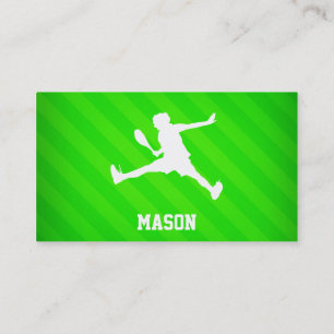 Tennis Player; Neon Green Stripes Business Card