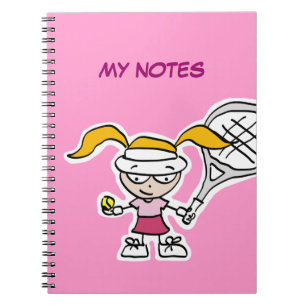 Tennis player notebook with ersonalizable cover