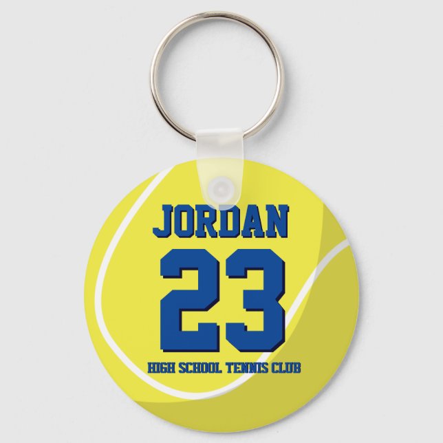 Tennis Player Number School Sports Team Key Ring (Front)