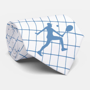 Tennis Player on Blue Check Necktie