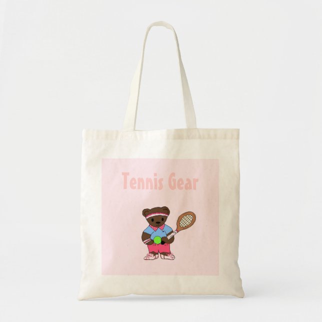 Tennis Player Pink Bear Tote Bag (Front)