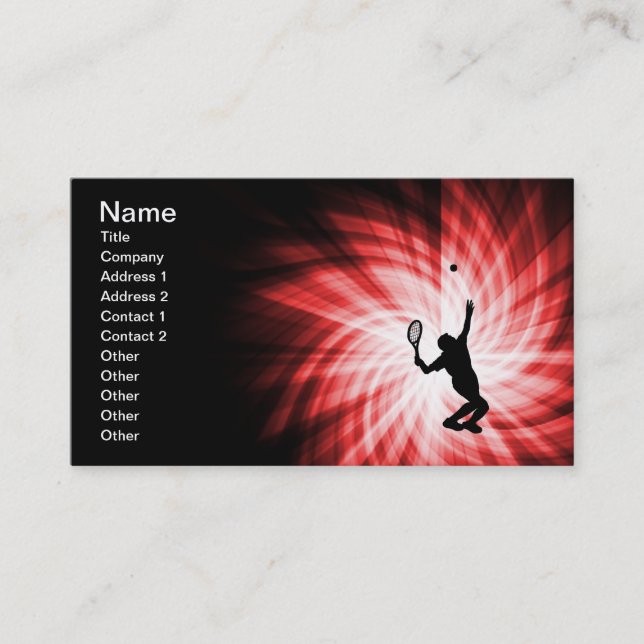 Tennis Player; Red Business Card (Front)