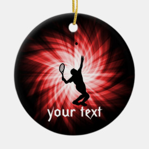 Tennis Player; Red Ceramic Tree Decoration
