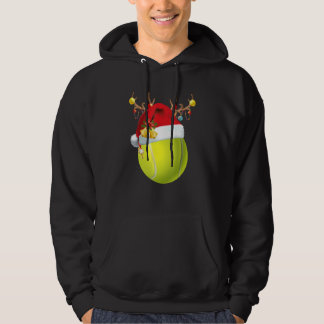 Tennis Player Reindeer Santa Hat Tennis Ball Chris Hoodie