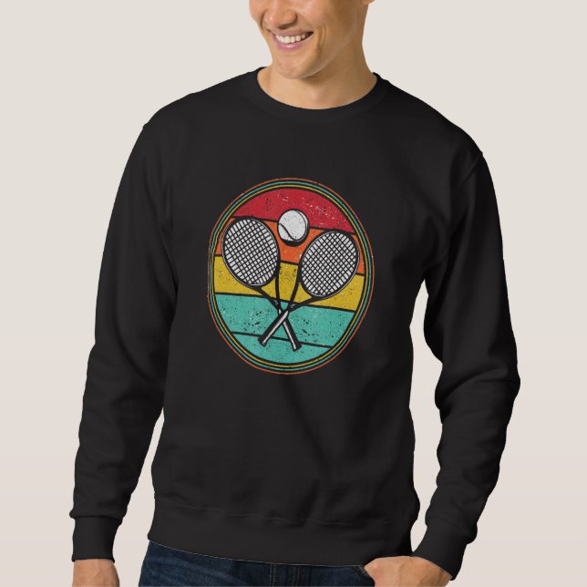 Tennis Player Retro Sunset Racquet Ball Coach 80s  Sweatshirt (Front)