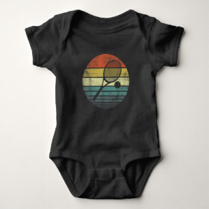 Tennis Player Retro Sunset Tennis Racquet & Ball Baby Bodysuit