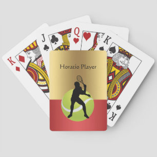 Tennis Player Silhouette and Ball Personalise Playing Cards