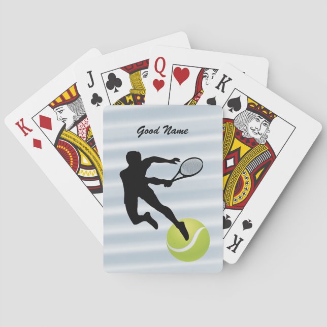 Tennis Player Silhouette and Ball personalise Playing Cards (Back)