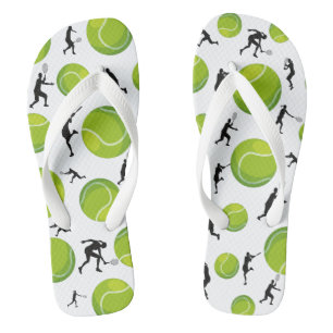 Tennis Player Silhouette Green Tennis Ball Pattern Thongs