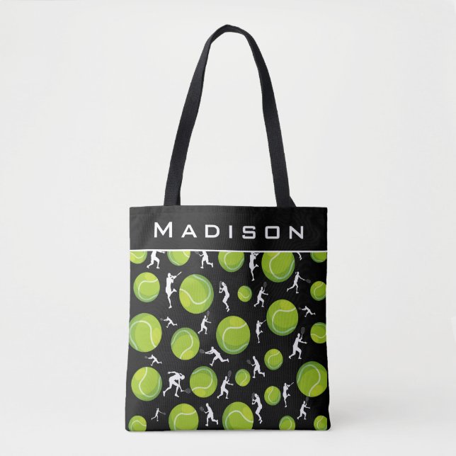 Tennis Player Silhouette Pattern Add Coach Name Tote Bag (Front)