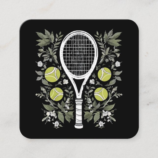 Tennis Player Square Business Card (Front)