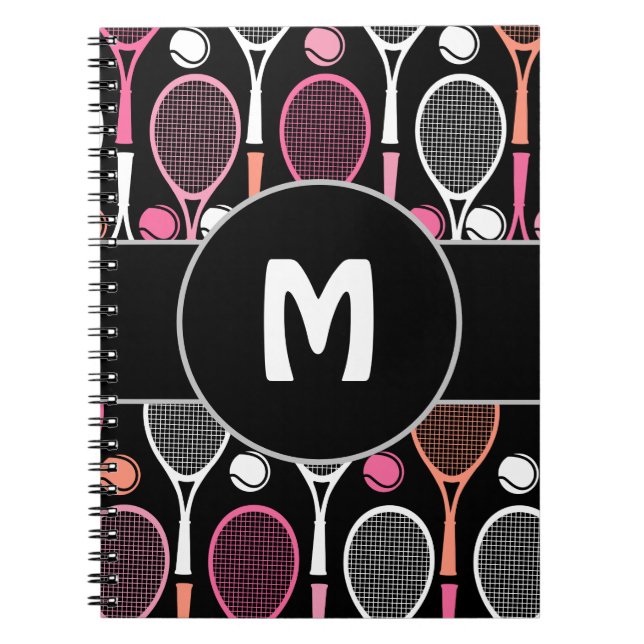 Tennis Player Team Name Personalised Monogrammed Notebook (Front)