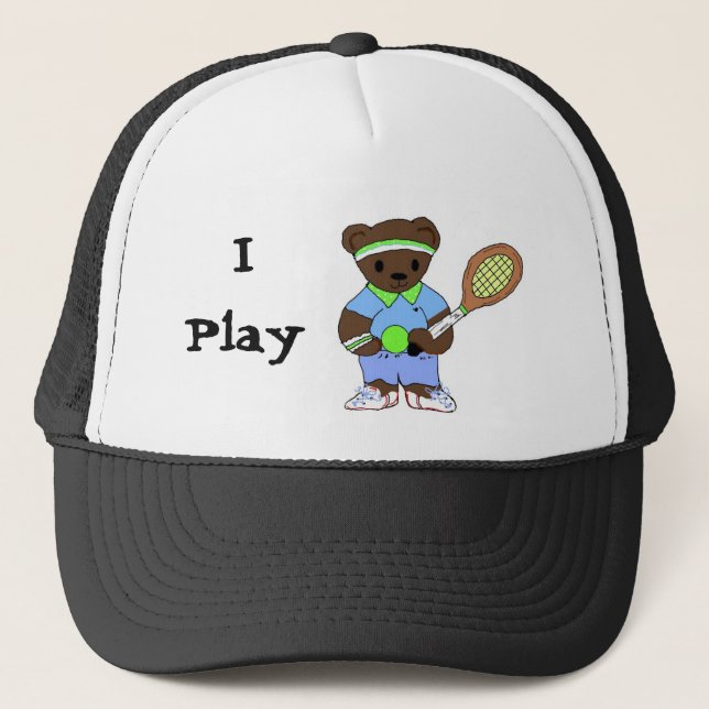 Tennis Player Teddybear Trucker Hat (Front)