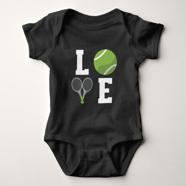 Tennis Player Tennis Ball and Rackets Baby Bodysuit (Front)