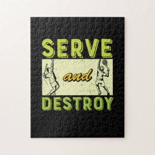 Tennis Player Tennis Serve And Destroy Jigsaw Puzzle