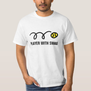 Tennis player with swag t-shirt