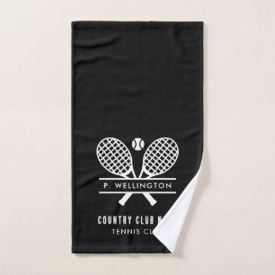 Tennis Players and Country Club Rackets Motif Hand Towel