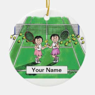 Tennis Players - Female & Female Ceramic Ornament
