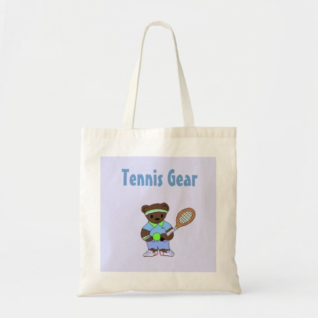 Tennis Playing Bear Tote Bag (Front)
