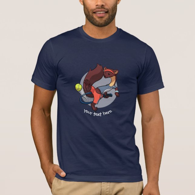 Tennis Playing Pine Marten Trick Shot Cartoon T-Shirt (Front)