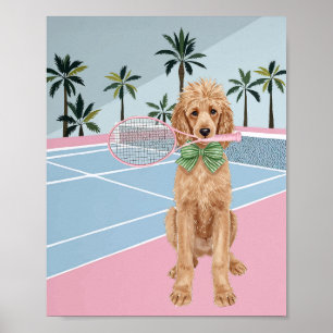 Tennis Poodle Pink Watercolor Poster