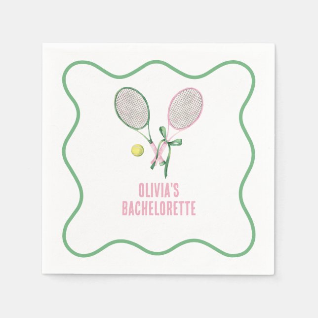 Tennis preppy bachelorette napkin (Front)