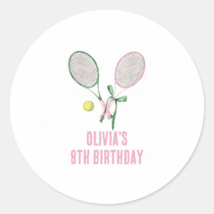 Tennis preppy plaid birthday invitation classic round sticker