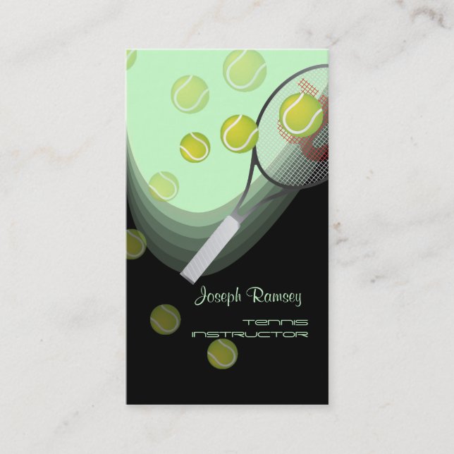 Tennis pro/tennis instructors DIY background colou Business Card (Front)