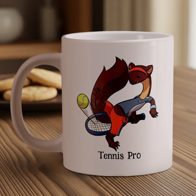 Tennis Pro Tweener Trick Shot Pine Marten Cartoon Large Coffee Mug (Creator Uploaded)