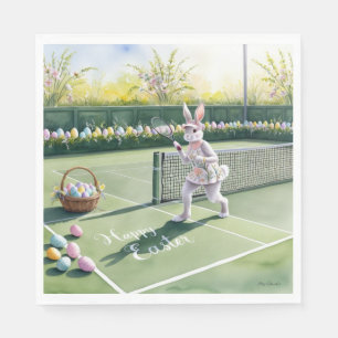 Tennis Rabbit Player  Easter Celebration on court Napkin