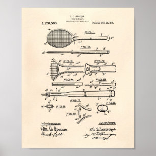 Tennis Racket 1916 Patent Art - Old Peper Poster