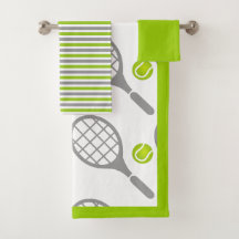 Tennis racket and ball, border and stripes