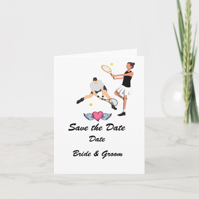 Tennis racket and ball Bride and Groom Wedding Invitation (Front)