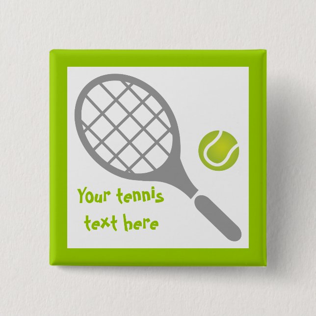 Tennis racket and ball custom 15 cm square badge (Front)