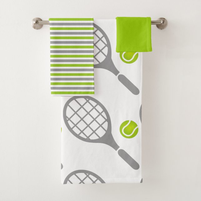 Tennis racket and ball custom bath towel set (Insitu)
